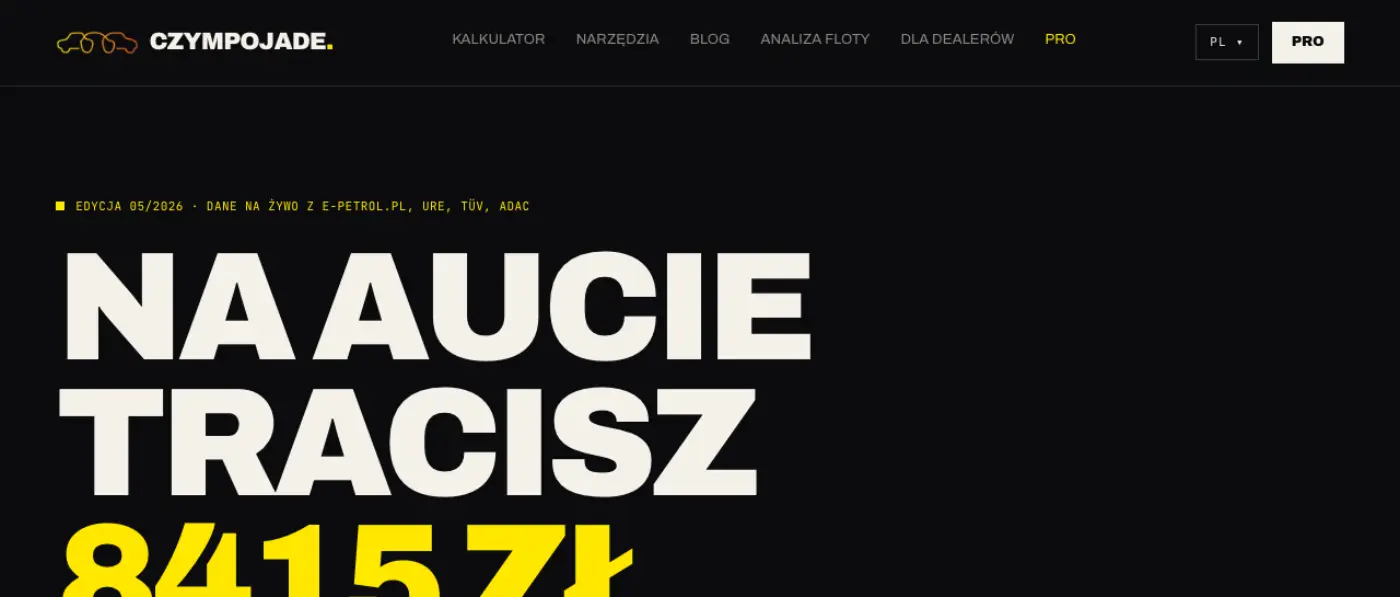 Widok kalkulatora TCO na stronie czympojade.pl